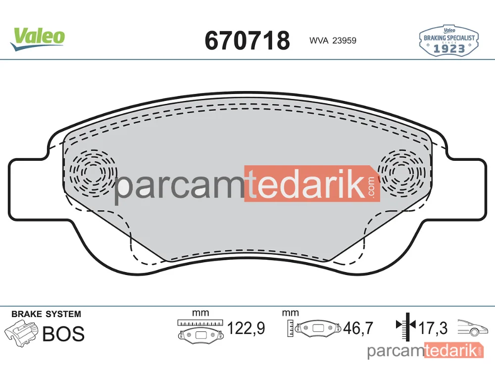 670718 | Fren Balatası — Toyota Aygo, Citroen C1 II, Peugeot 108